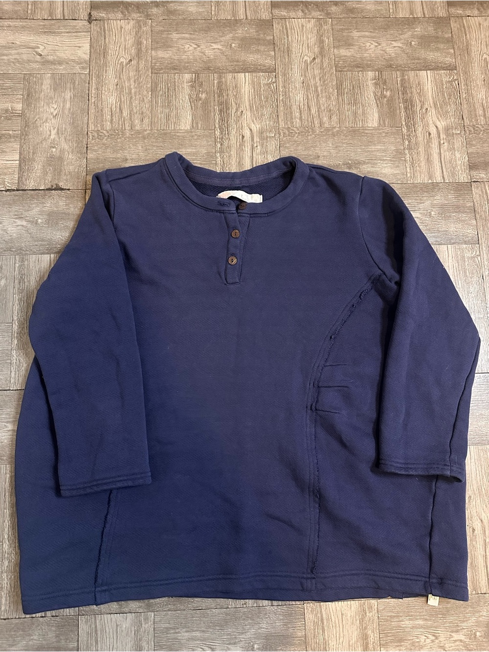 Women’s Navy Henley Pullover Sweatshirt